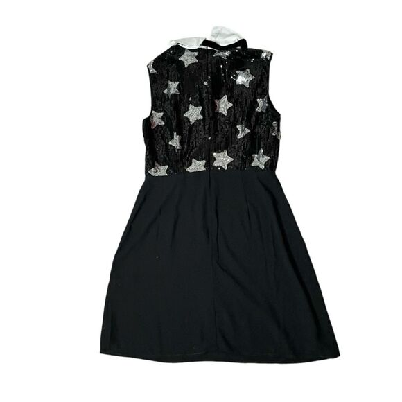 MODCLOTH Reigning Starlet A-Line Dress Black Silver Stars Sequined Bodice Size 8 - Picture 6 of 13